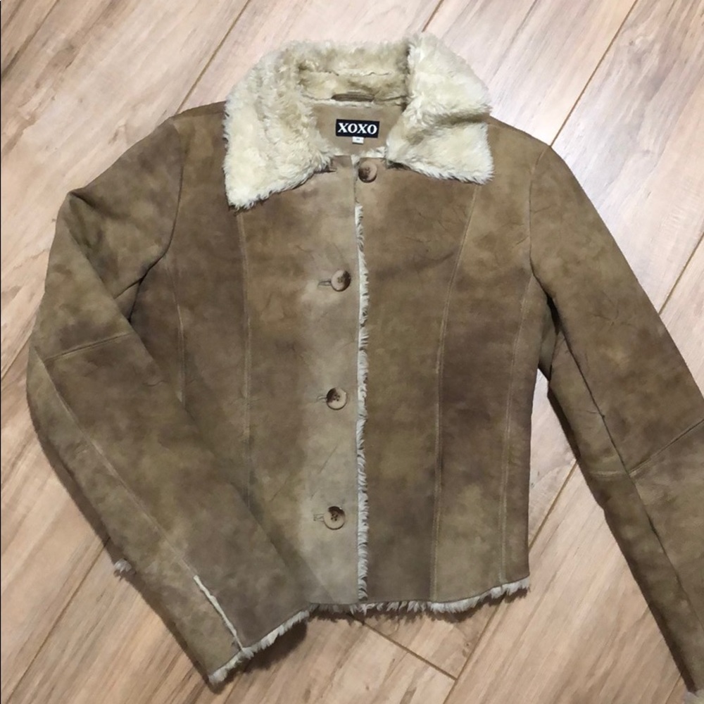 Leather fur jacket